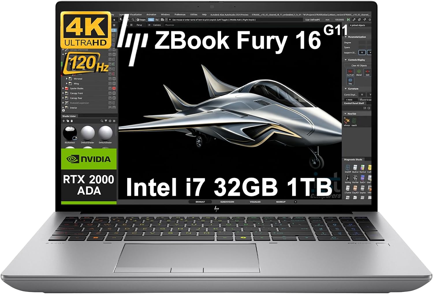 HP ZBook Fury 16 G11 Mobile Workstation Laptop (16' 4K UHD, NVIDIA RTX 2000 Ada 8GB, Intel 20-Core i7-13850HX, 32GB DDR5 RAM, 1TB SSD) for Engineer, Designer, IR Webcam, 2x Thunderbolt 4, Win 11 Pro