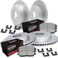 R1 Concepts Front and Rear Brake Kit| Hardware| Off-Road/Tow Brake Pads and Drilled Slotted Brake Rotors| WBVH2-67004 | 13.8' Front & 12.6' Rear