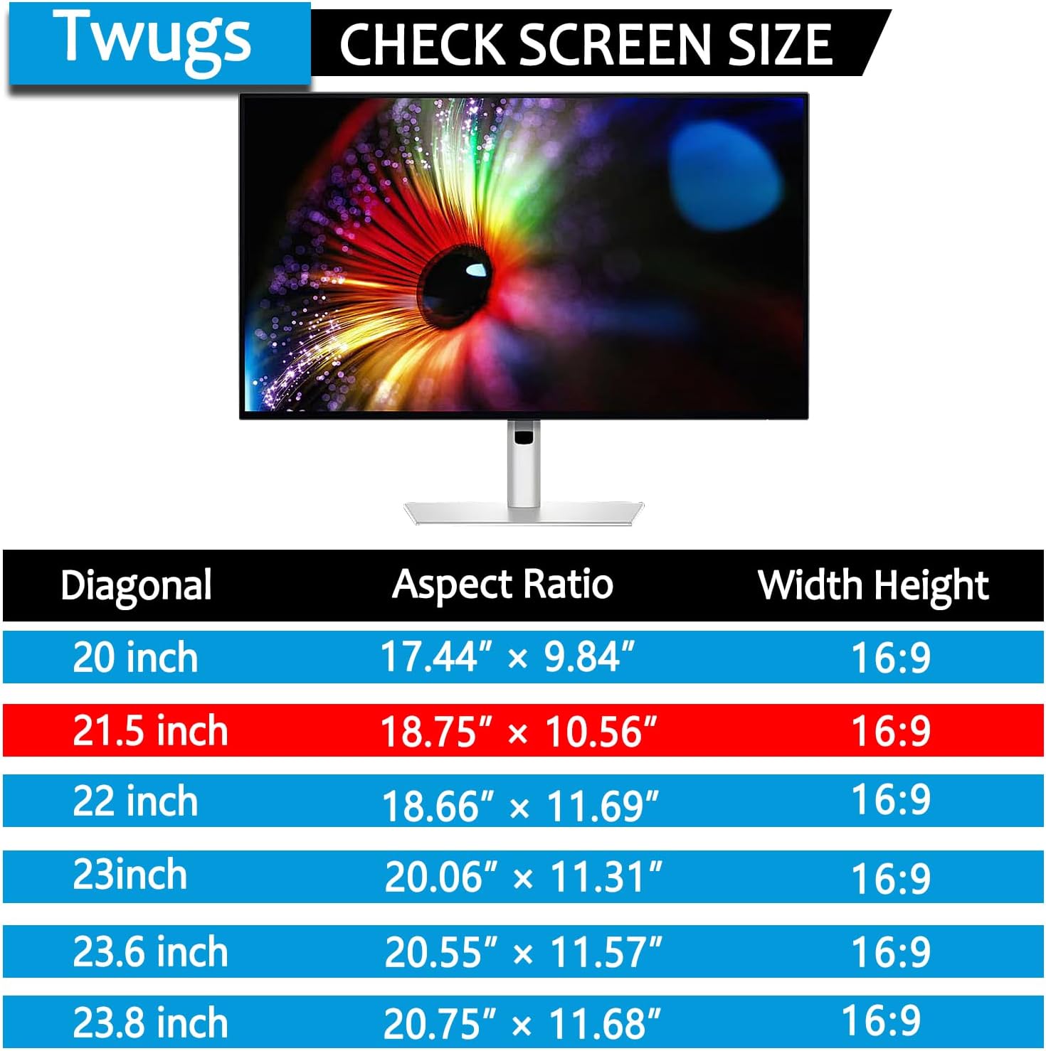 [5 Pack] 21.5 Inch Computer Privacy Screen for 16:9 Aspect Ratio Widescreen Monitor, Eye Protection Anti Glare Blue Light Filter Shield, Removable Anti-Scratch Anti Spy Protector