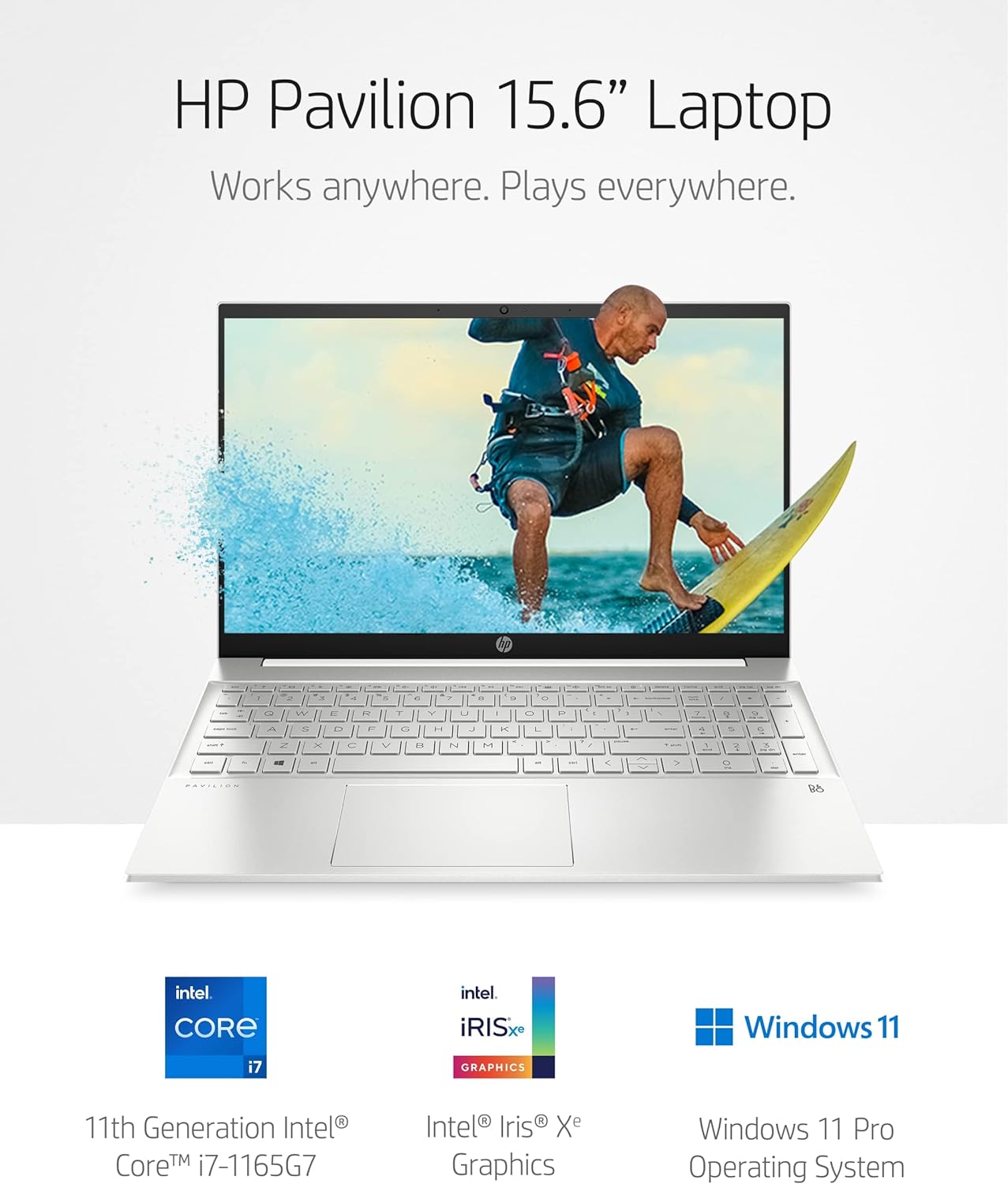 HP Pavilion 15 Laptop, 11th Gen Intel Core i7-1165G7 Processor, 16 GB RAM, 512 GB SSD Storage, Full HD IPS Micro-Edge Display, Windows 11 Pro, Compact Design, Long Battery Life (15-eg0025nr, 2021)