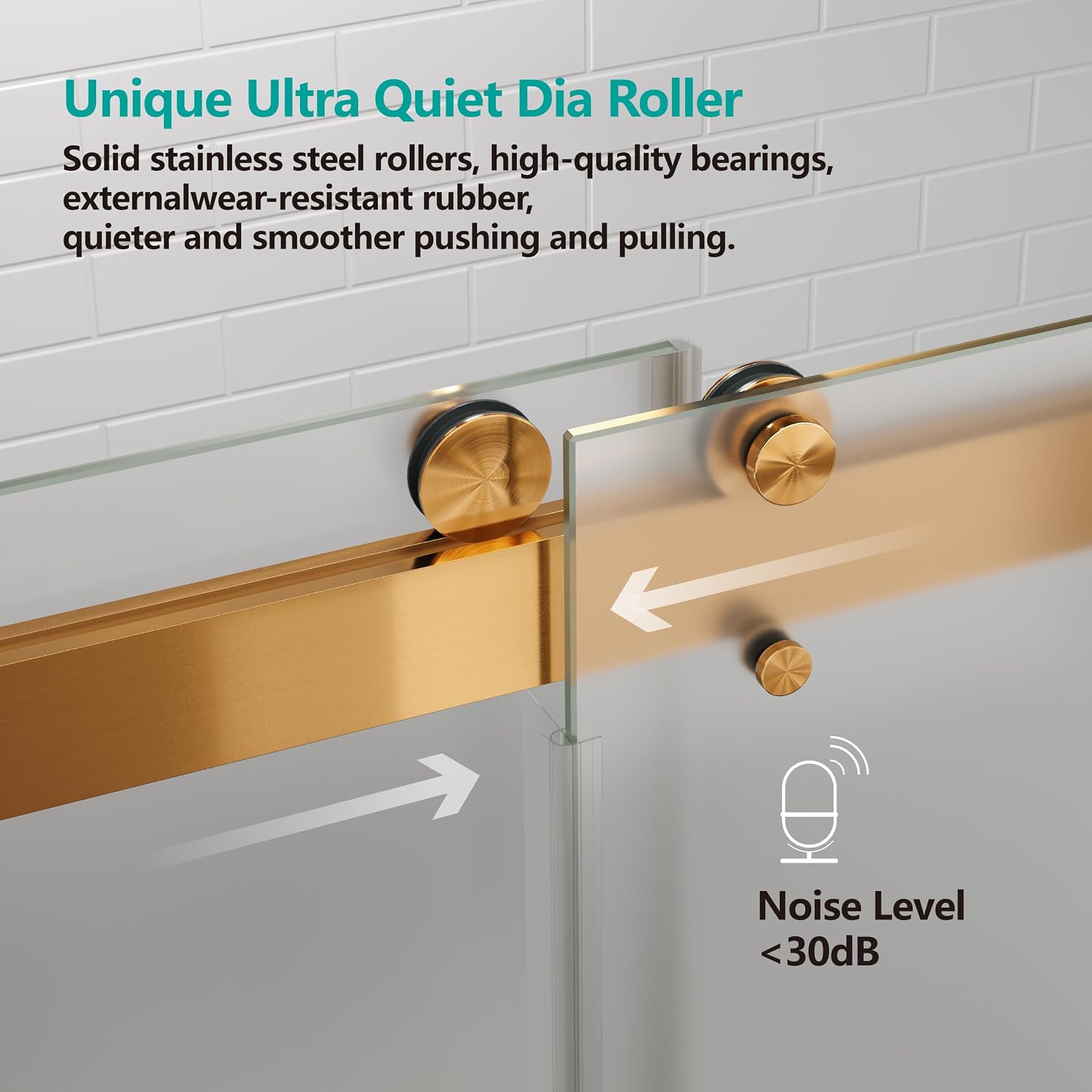 3/8'(10mm) Frosted Glass Shower Doors 56-60' W x 76' H Soft Closing System Double Sliding Frameless Towel Bar Handle Stainless Steel Hardware (Brushed Gold)