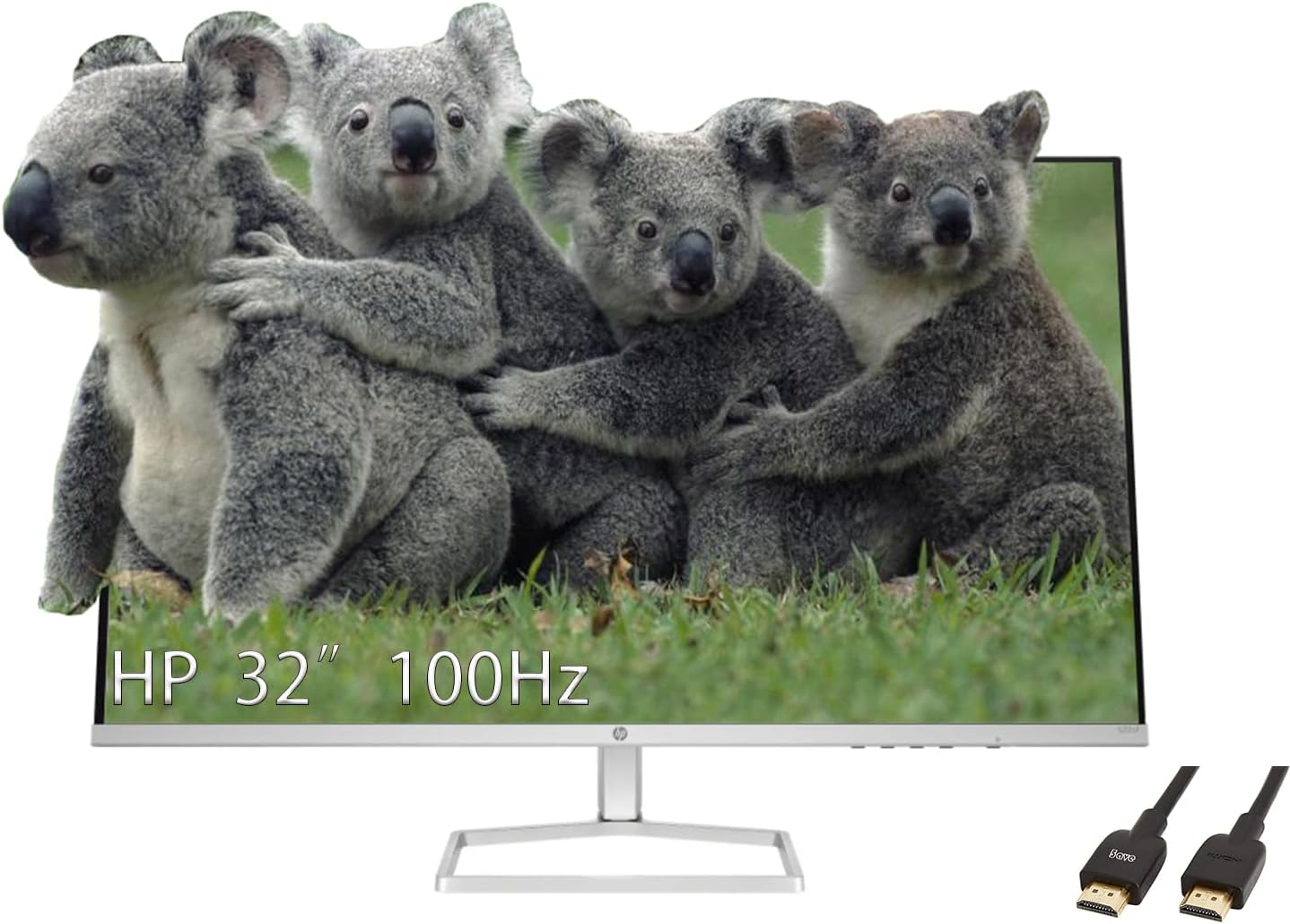 HP 32 Inch Full HD(1920X1080) VA Panel Monitor, Anti-Glare Display, 100Hz Refresh Rate, 7 MS Response Time, 2 x HDMI 1.4, 1 x VGA, 16:9 Aspect Ratio, Silver, with 5ave HDMI Cable