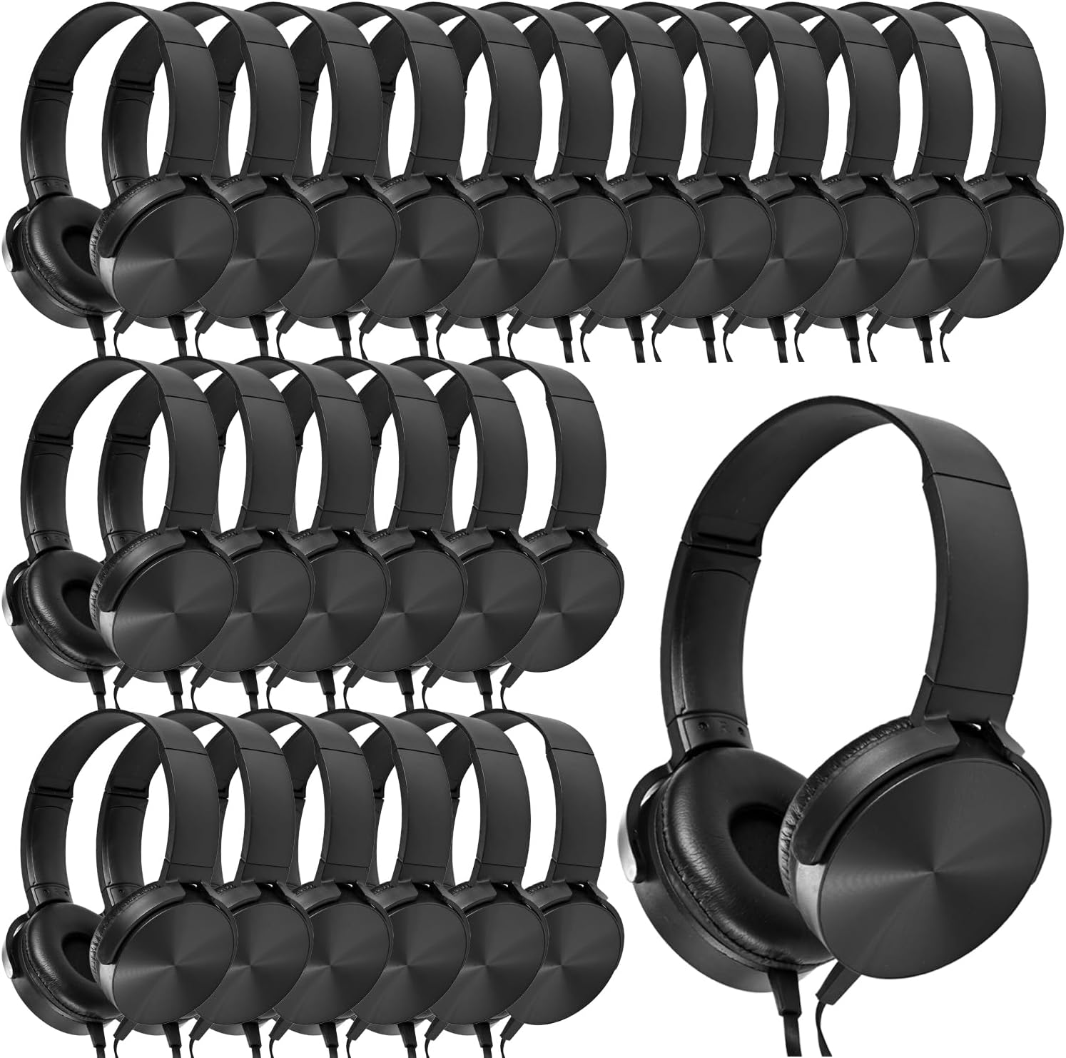 Bulk Headphones for Classroom 24 Pack Durable Wired School Headphones for Kids,Students,Children Toddler Teen Boys Girls and Adult(Black)