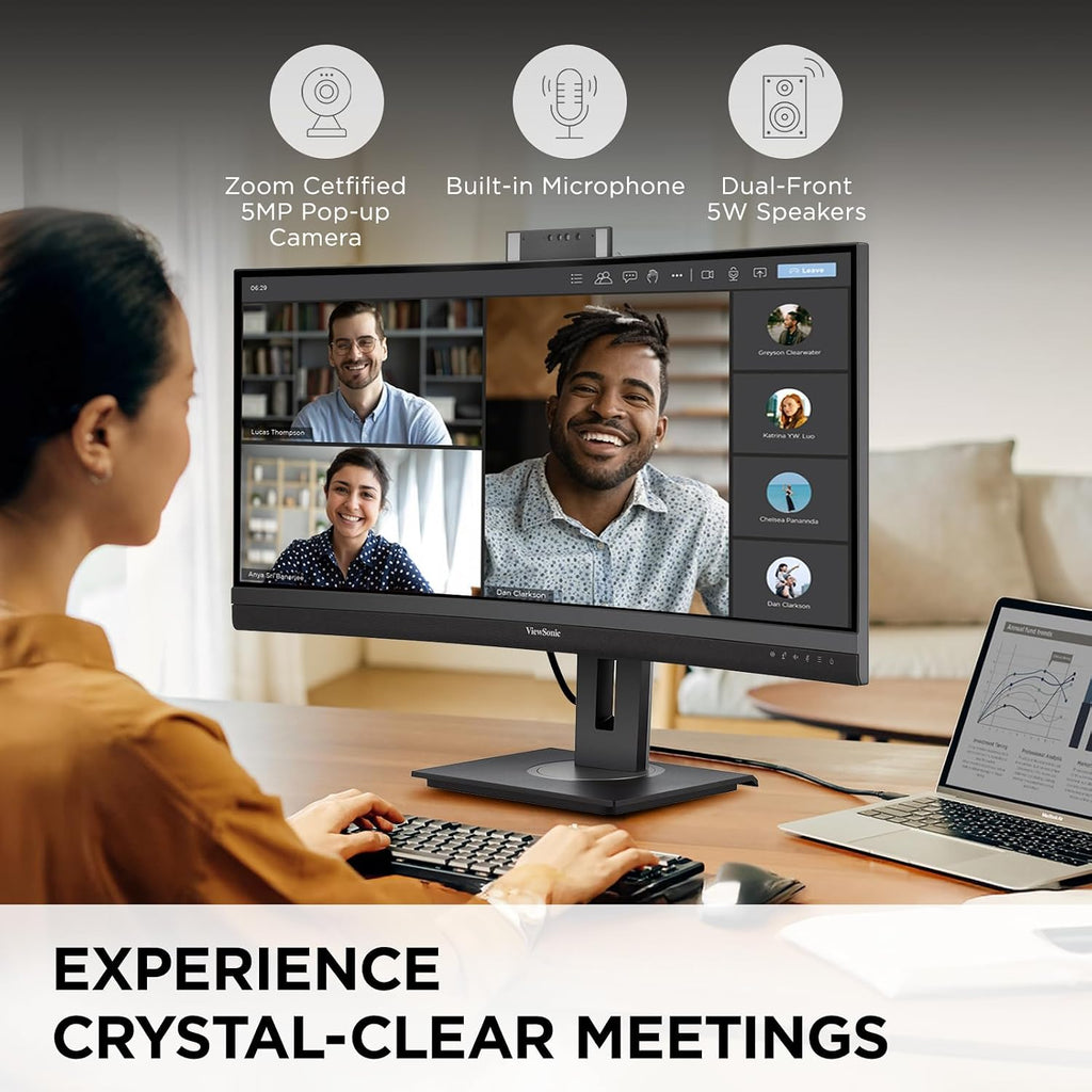ViewSonic VG3457CV 34 Inch 1440p Ultrawide Docking Monitor, Curved IPS with Windows Hello IR Webcam Compatibility for Smooth Video Conferencing, Full Ergonomic Adjustability, 100W USB-C, and HDMI