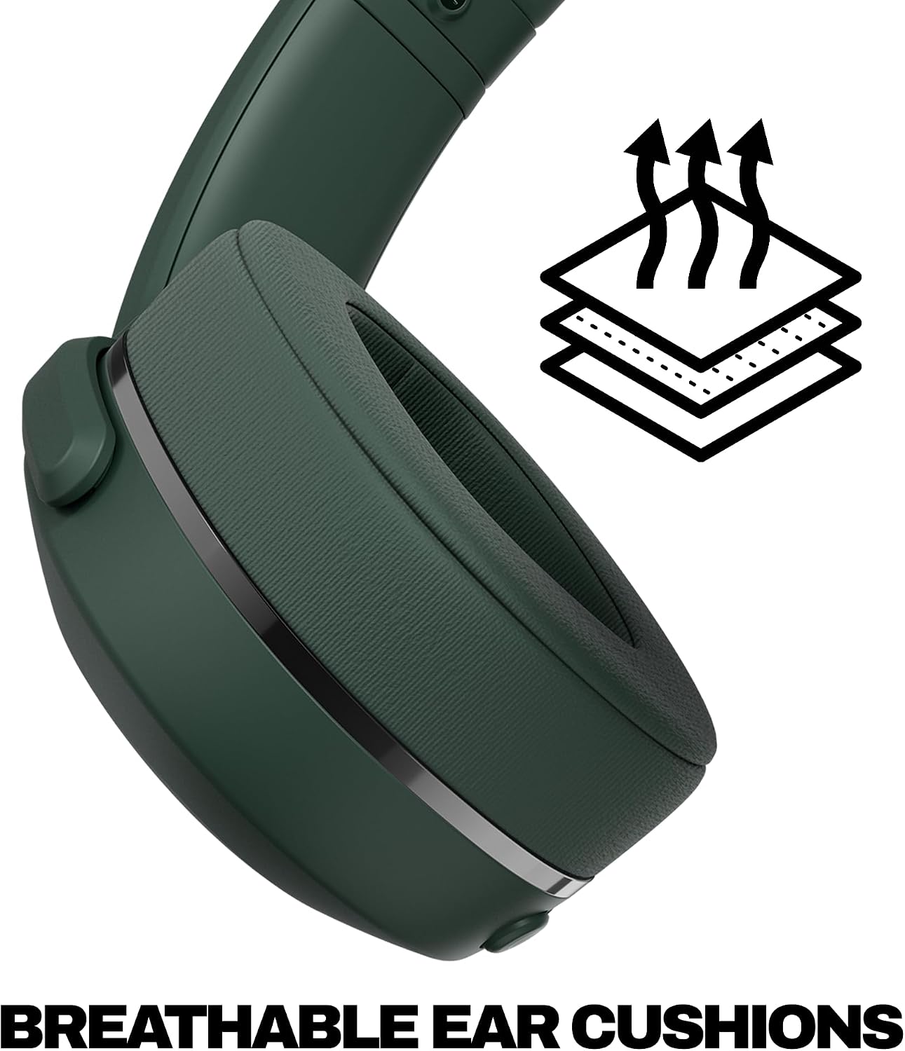 Skullcandy Crusher 540 Active Wireless Bluetooth Headphones with Multi-Sensory Bass, Noise Isolating Over-Ear Fit, Sweat and Water Resistant, 40 Hours Battery, Microphone for iPhone Android - Forest