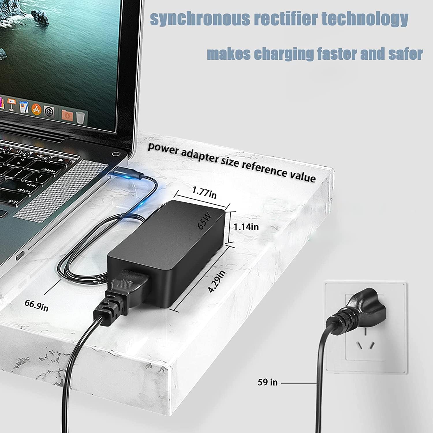 50 Pack 65W USB C Chromebook Laptop Charger Compatible with Lenovo ThinkPad T480s T580s T490 E480 E580, Yoga C930 C940 C740 S730 730 730S 910 920 ADLX65YCC3D AC Adapter