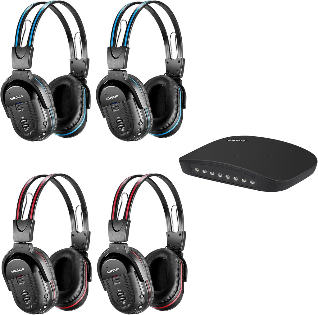 SIMOLIO Wireless Headphones for TV Watching, IR TV Headphones for Home Theater/Outdoor Movie/Car DVD with Transmitter, Tone Control & Dual Channel Options, Digital Optical/RCA/AUX Connection