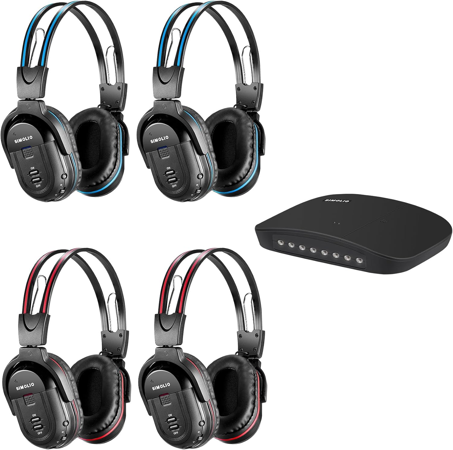 SIMOLIO Wireless Headphones for TV Watching, IR TV Headphones for Home Theater/Outdoor Movie/Car DVD with Transmitter, Tone Control & Dual Channel Options, Digital Optical/RCA/AUX Connection