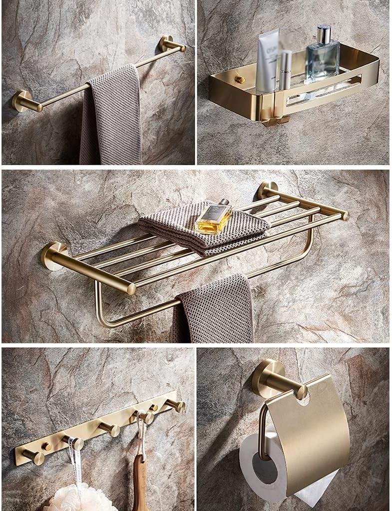 BTZHY Towel Rack Towel Rack Bathroom Hardware Set, Gold Towel Rack, Towel Bar, Towel, Toilet Paper Holder, Susbathroom Accessory Bathroom Hardware/Round Seat Tissue Holder The New