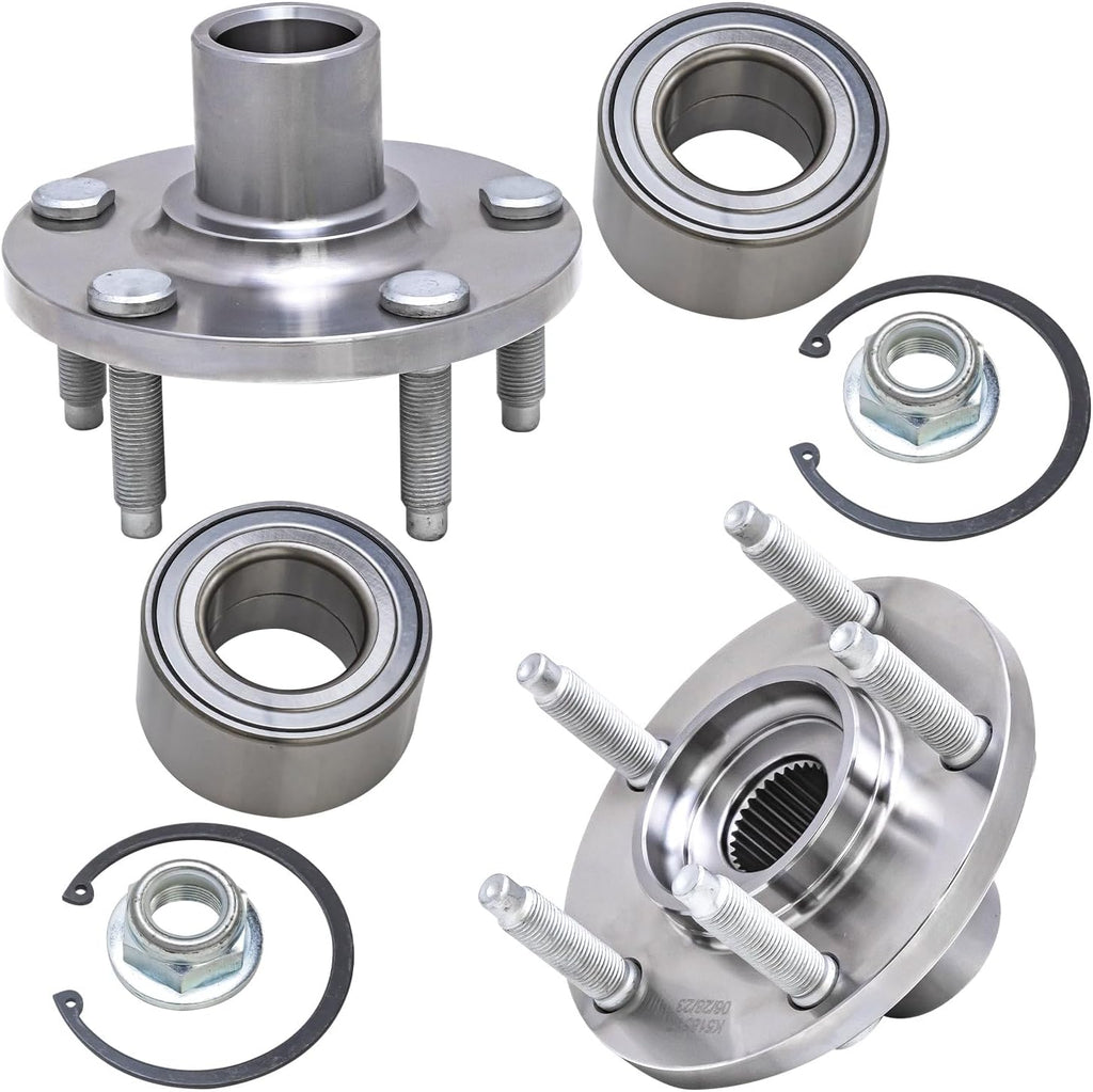 Detroit Axle - Front Brake Kit for 07-10 Lincoln MKX Ford Edge, 11.60'' inch Disc Brake Rotors Ceramic Brake Pads Wheel Bearing Hubs 2007 2008 2009 2010 Replacement