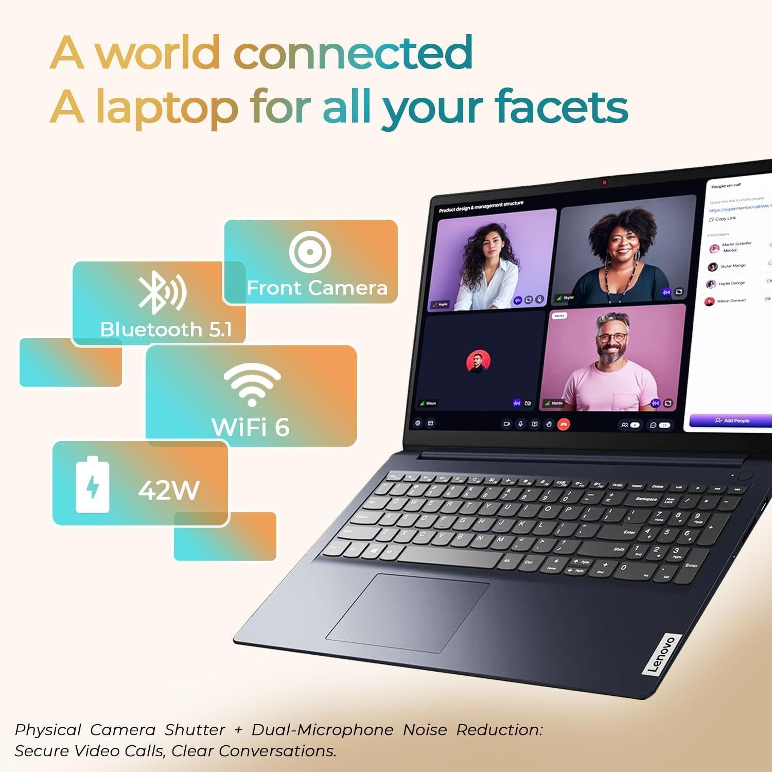 Lenovo IdeaPad 15.6' FHD Touchscreen Laptop, Intel i5-1335U, 8GB RAM, 256GB SSD, FHD Touch, Fast WiFi 6, Windows 11, Slim & Portable, Student & Business Laptop, Blue, WOWPC Recovery USB Included