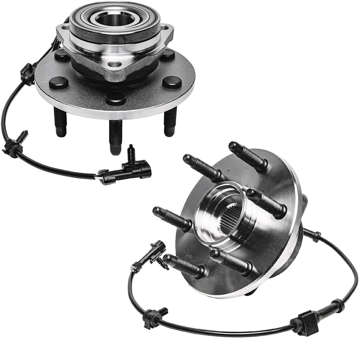 Detroit Axle - 4WD Front Disc Rotors Brake Pads Wheel Hubs + 24pc Lug Nuts w/keys Replacement for Chevy GMC Sierra Silverado 1500 Escalade ESV EXT- 32pc Set