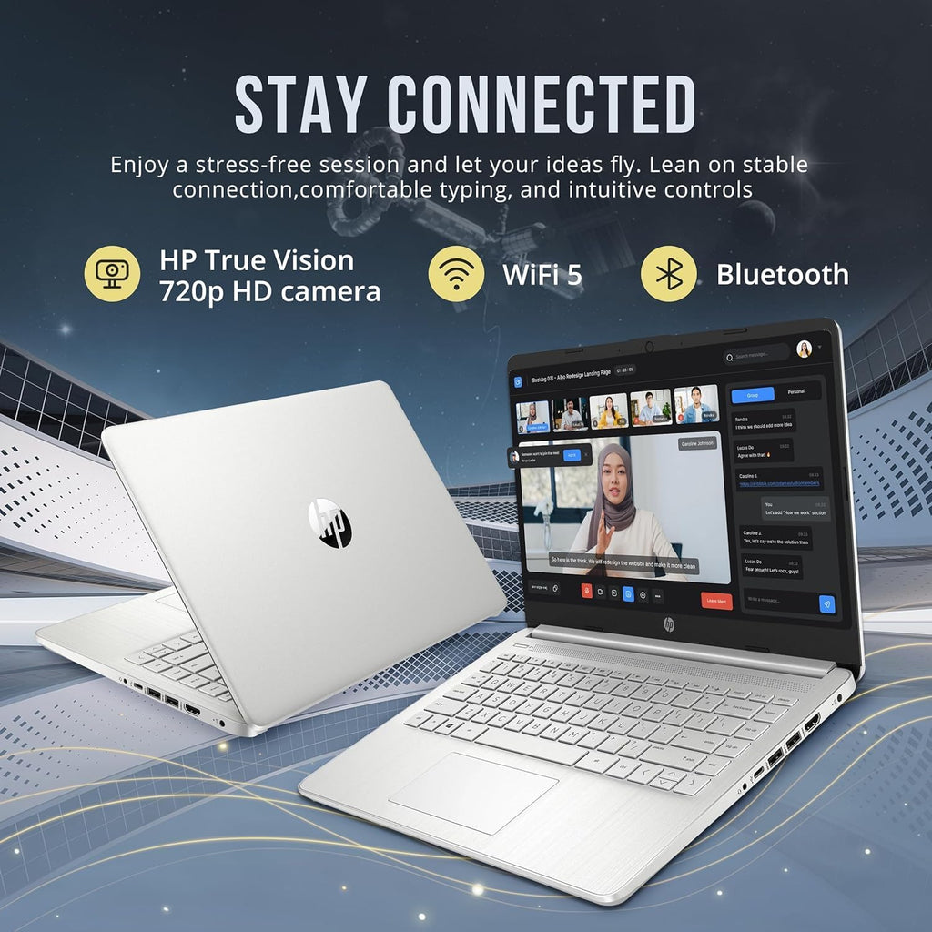 HP Stream 14' HD Thin and Light Laptop, Intel Celeron N4120, 16GB RAM, 128GB eMMC Storage, Long Battery Life, HD Webcam, HDMI, Silver, Office 365 1-Year, Windows 11 S, 128GB Cuertns MicroSD