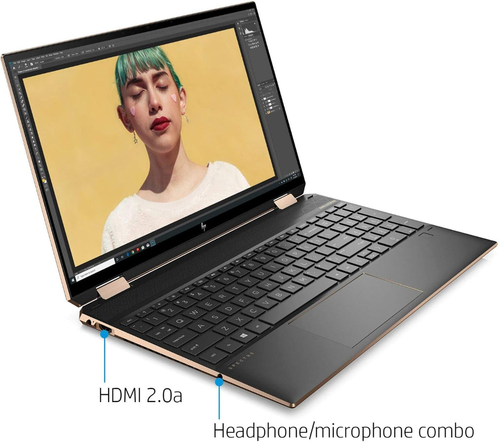 HP Spectre X360 15.6 Inch 4K UHD Touch-Screen 512GB SSD + 32GB Optane 1.8GHz i7 2-in-1 Laptop (16GB RAM, Quad-Core i7-10510U, GeForce MX330, Windows 10 Home) Nightfall Black 15-EB0043DX