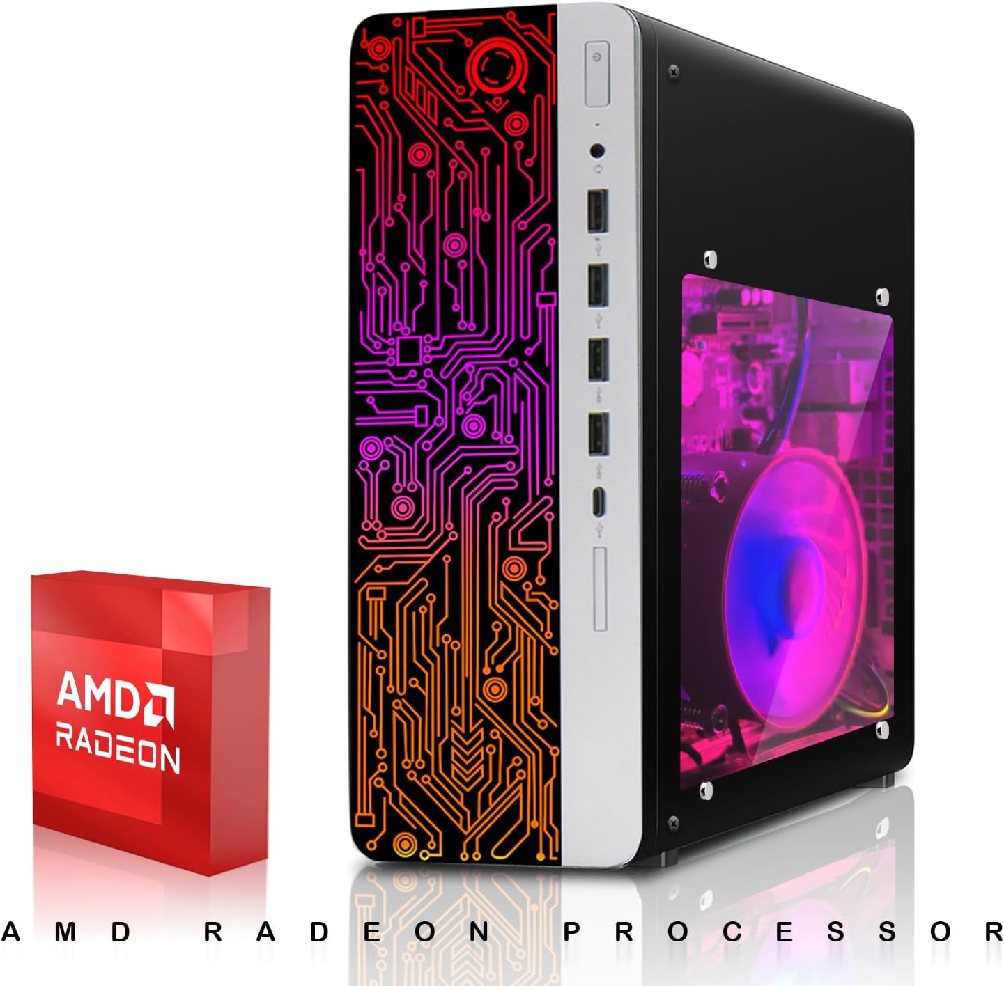 HP Gaming PC Desktop Computer – AMD Pro A10-9700,RX 550 Graphics,16GB RAM,1TB SSD,Dual 32 Inch Curved Monitor,RGB Keyboard with AI Copilot,Mouse,WiFi,RGB Headphone,Windows 11(Renewed)