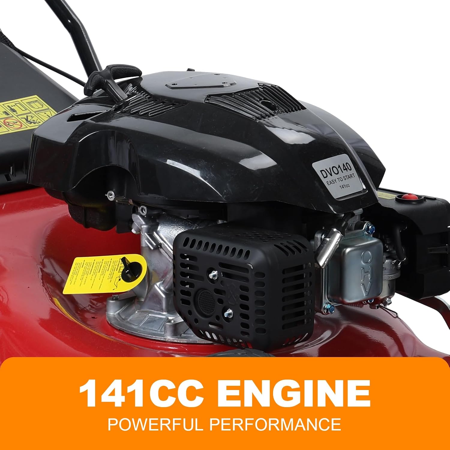 141cc Self Propelled Gas Lawn Mower, 20 inch Gas Lawn Mower Cordless Push Mower with 4-Stroke Strong Power Engine, Side Discharge, 7 Position Cutting Height Adjustment for Lawn, Yard, Garden Red