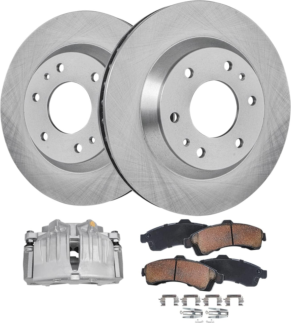 Detroit Axle - Front Brake Kit for Chevrolet Trailblazer Buick Rainier GMC Envoy Isuzu Ascender Bravada, Disc Brake Rotors Brake Pads Right Brake Caliper Replacement : 12.01'' inch Rotor