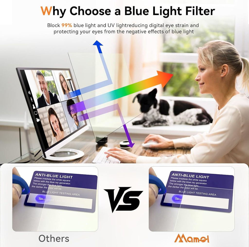 [2-Pack] 34 Inch Computer Blue Light Blocking Screen Protector for 21:9 Widescreen Curved Monitor, Anti Glare Anti-UV Eye Protection Desktop PC LED Monitor Filter, Removable Anti-Scratch Film 34in