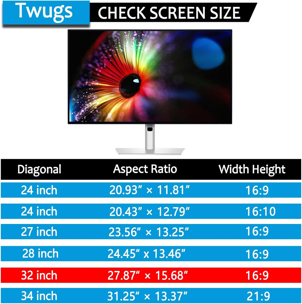 [5 Pack] 32 Inch Computer Privacy Screen for 16:9 Aspect Ratio Widescreen Monitor, Eye Protection Anti Glare Blue Light Filter Shield, Removable Anti-Scratch Anti Spy Protector
