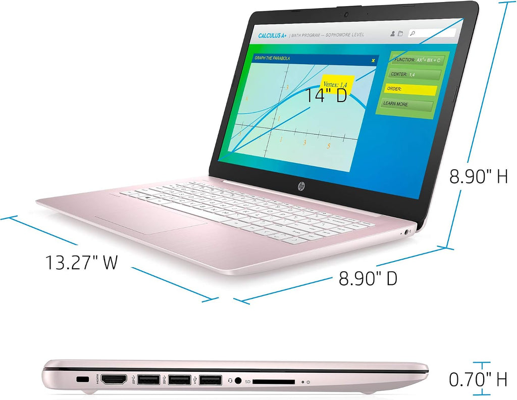 2021 HP Stream 14 inch Laptop, Intel Celeron N4020 Processor, 4GB RAM, 64GB eMMC, WiFi, Bluetooth, Webcam, HDMI, Windows 10 S with Office 365 for 1 Year + Fairywren Card (Rose Pink)