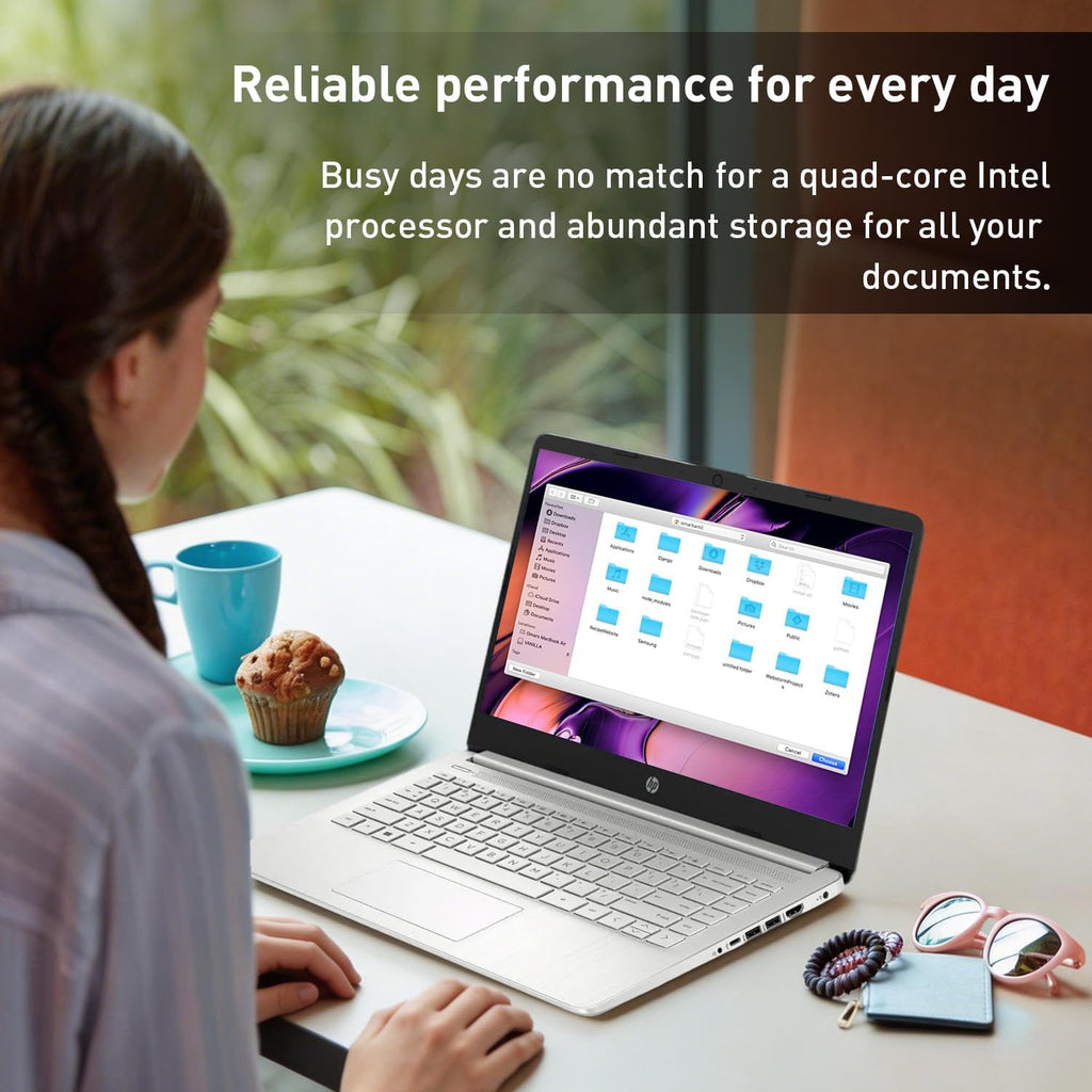 HP Ultrabook 14 Laptop Computer Business Study & Home 2026, MS Office for The Web + Win11 Home, Quad-Core Intel CPU, 128GB SSD, WiFi 6, Bundle Thunderobot Wireless Mouse