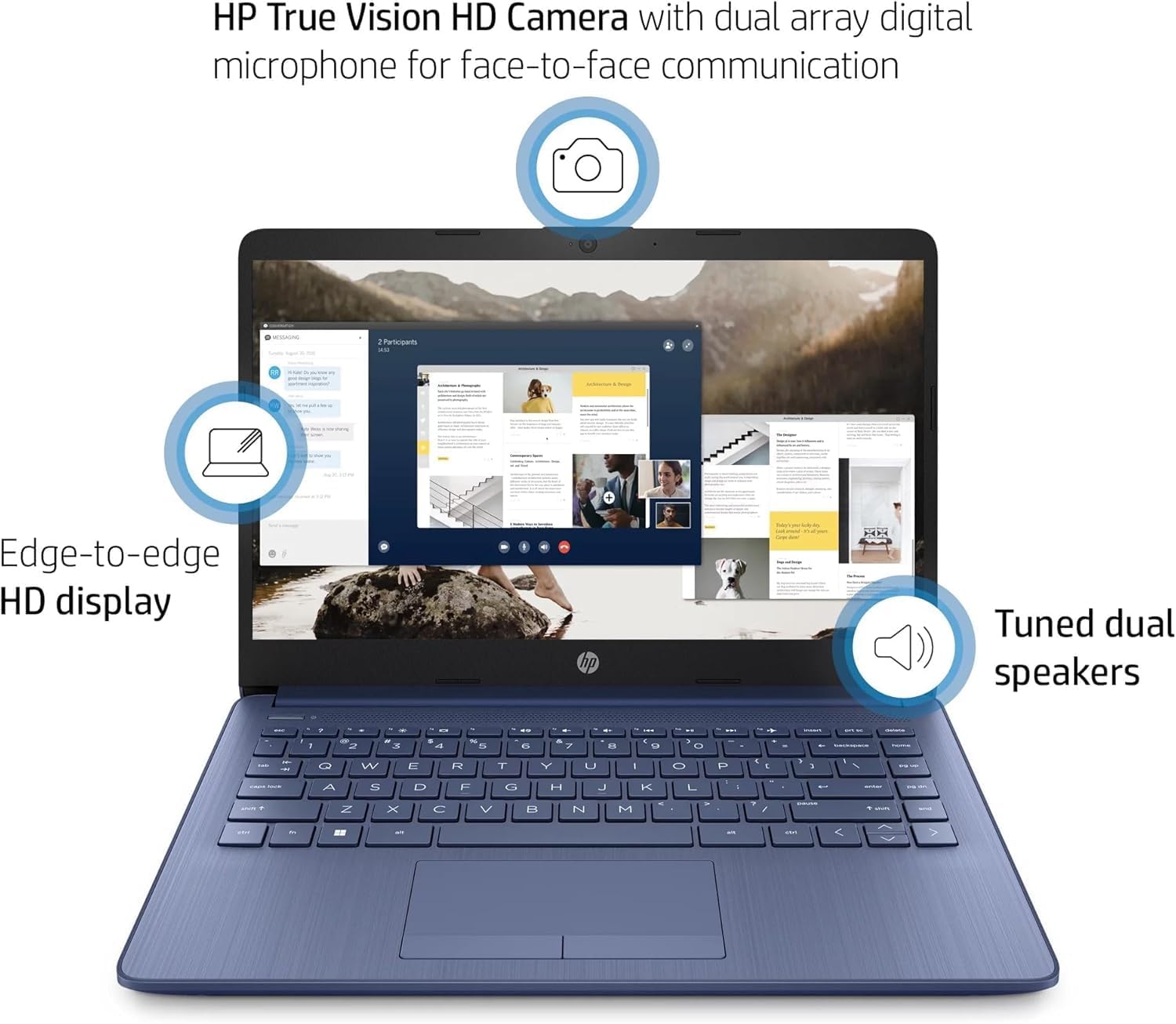 HP 14' Royal Blue Laptop – Vibrant & Stylish Student Notebook, 8GB RAM, 1.1TB Storage (64GB eMMC + 1TB OneDrive), Microsoft 365 Included, Intel 4-Core Processor, Windows 11