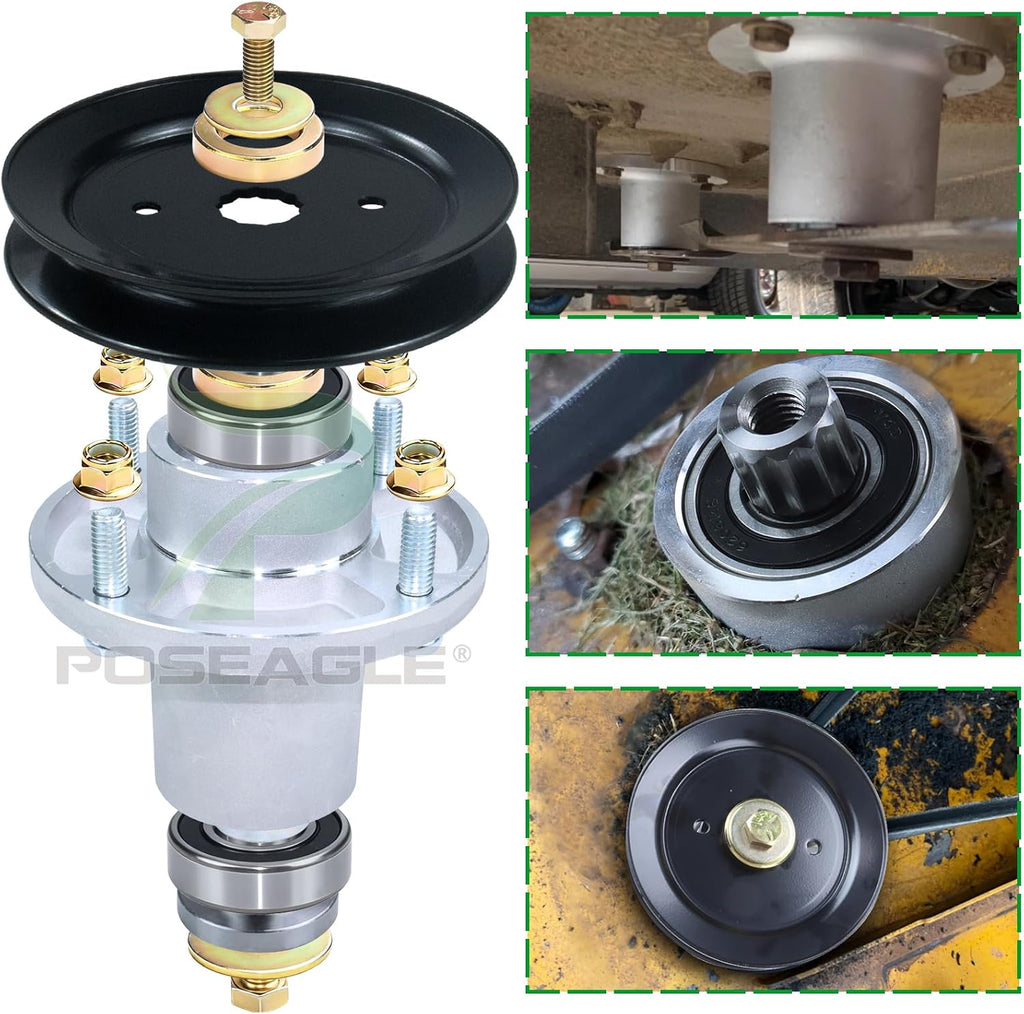 3 Pack 607418 Spindle Assembly with 604704 Spindle Pulley 604711 Belt Replaces Hustler 601804 Spindle Assembly for Hustler Raptor SD 60 Deck Spindles, Hustler 60 inch Mower Deck Spindles