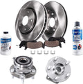 Detroit Axle - Front Brake Kit for 09-10 Subaru Forester, 08-10 Impreza, Disc Brake Rotors Ceramic Brake Pads Wheel Bearing and Hubs 2008 2009 2010 Replacement