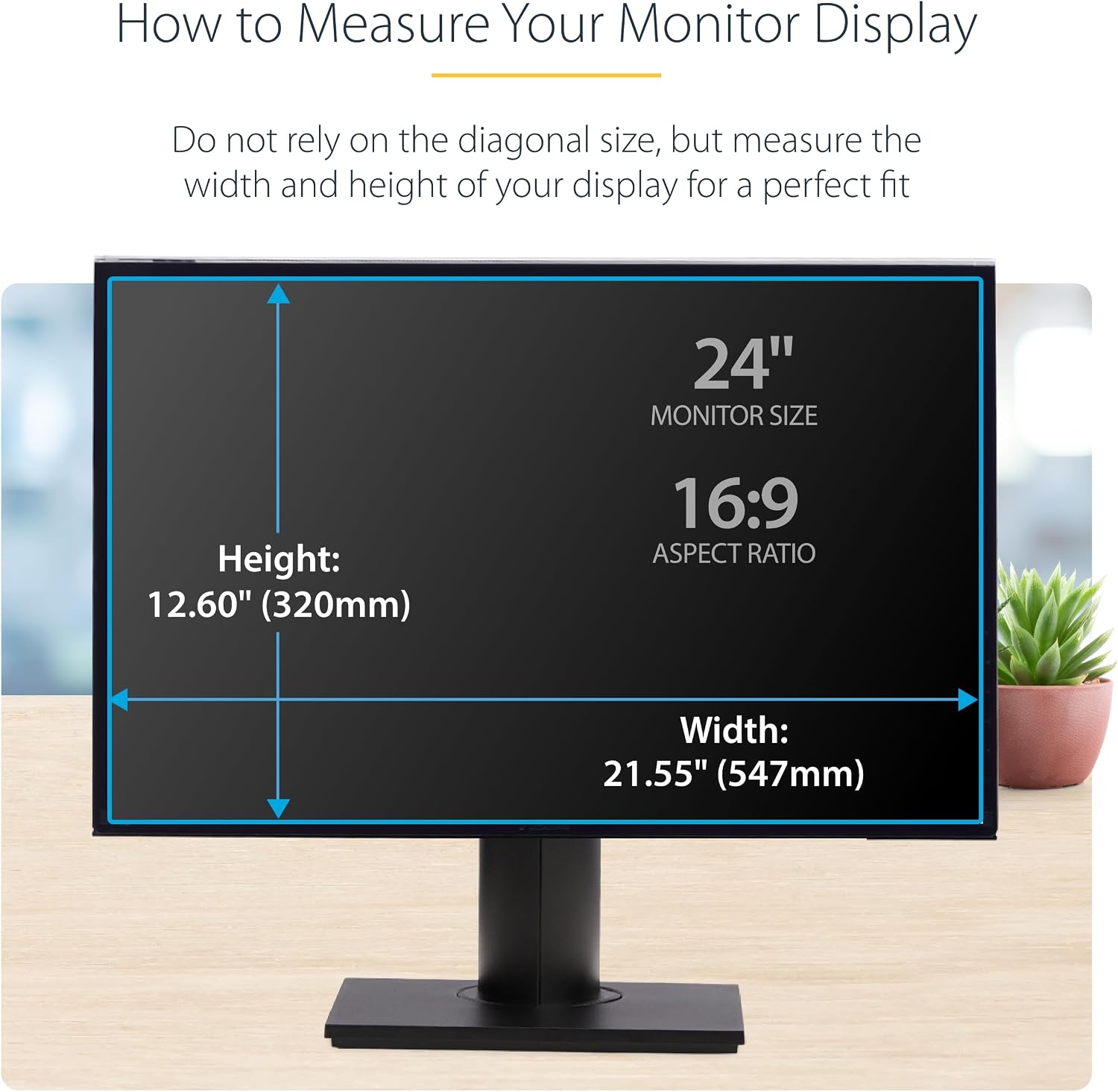 StarTech.com 24-inch 16:9 Computer Monitor Privacy Screen, Hanging Acrylic Filter, Monitor Screen Protector, +/- 30 Deg., TAA