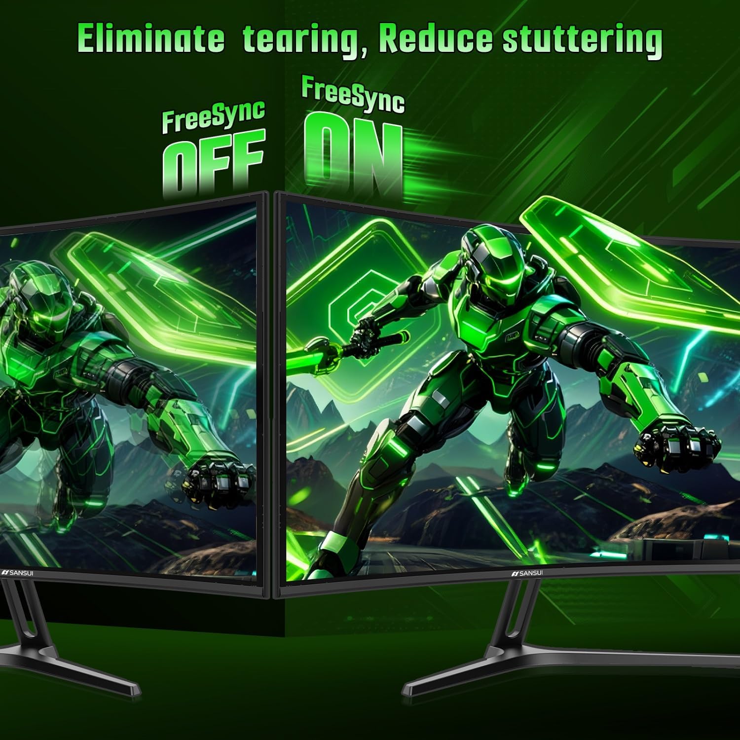 SANSUI 27 Inch 280Hz Curved Gaming Monitor,WQHD 280Hz / HD 400Hz Dual Mode,1500R Curved Computer Monitor, HDR400 135% sRGB 5000:1 Contrast Ratio, PIP/PBP,OD 1ms AI Crosshair,HDMI2.1 * 2, DP1.4,VESA
