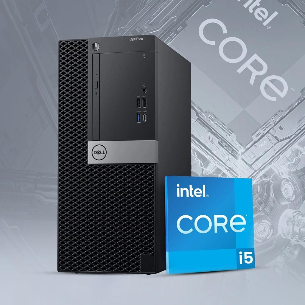 Dell Optiplex 7050 Tower Desktop Computer PC - Intel Core i5-7500 7th Gen 3.40GHz - 16GB DDR4 RAM - 512GB SSD - New 24 Monitor - Webcam - Wireless Keyboard & Mouse - WiFi - Window 11 Pro (Renewed)