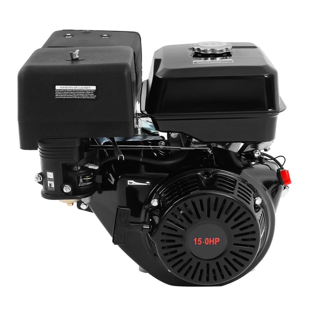 15HP 4-Stroke Gas Engine 420CC OHV Horizontal Shaft Single Cylinder Gas Engine, Recoil Start Go Kart Motor/Manually Starting Motor with Pull Handle and Silencer for Compressor Lawnmower