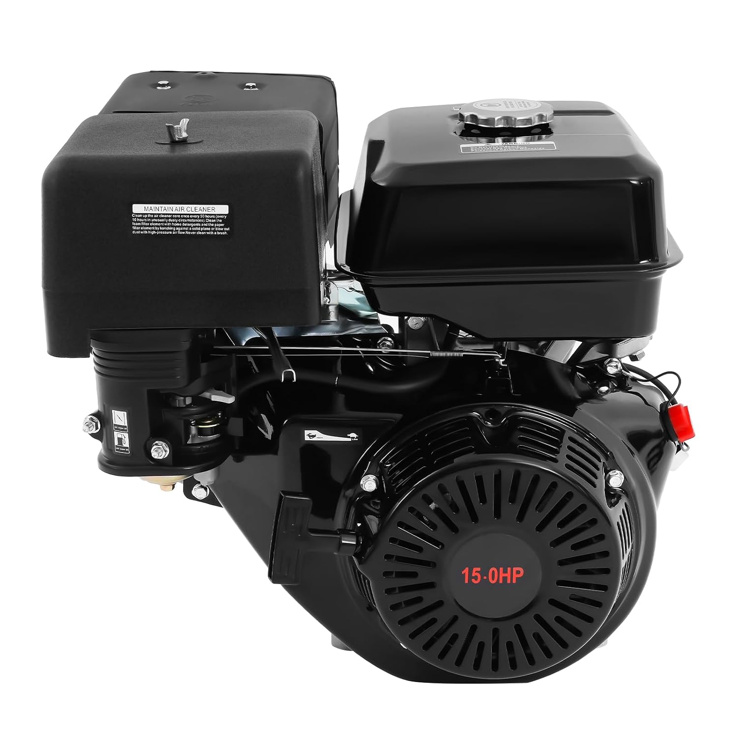 15HP 4-Stroke Gas Engine 420CC OHV Horizontal Shaft Single Cylinder Gas Engine, Recoil Start Go Kart Motor/Manually Starting Motor with Pull Handle and Silencer for Compressor Lawnmower