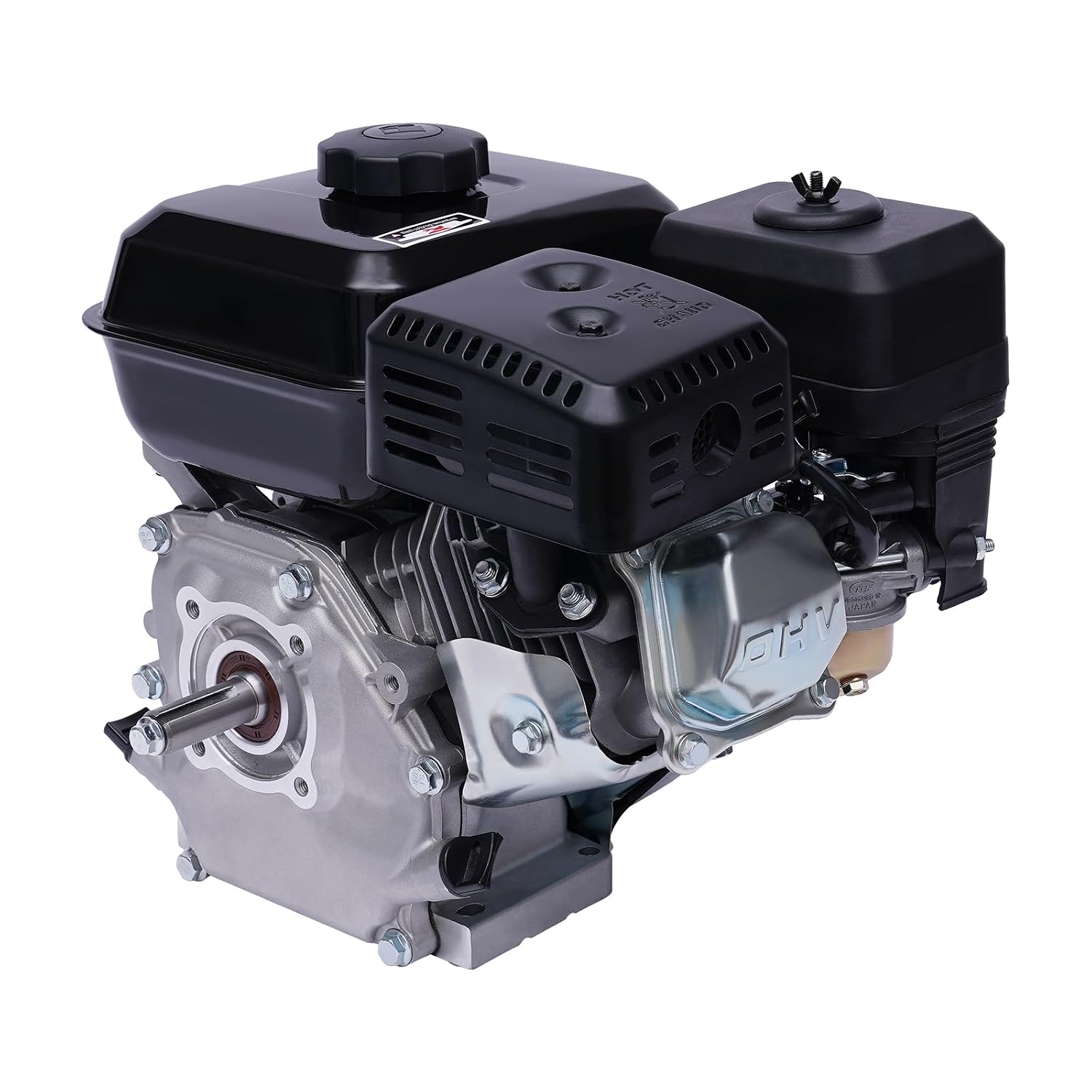 212cc 7.5 HP Electric Start Horizontal Shaft, 4-Stroke Go Kart Gas Engine Motor with Air Cooling System, Gas Powered Engine Pull Start Horizontal Motor for Go Kart Log Splitter Lawnmowers