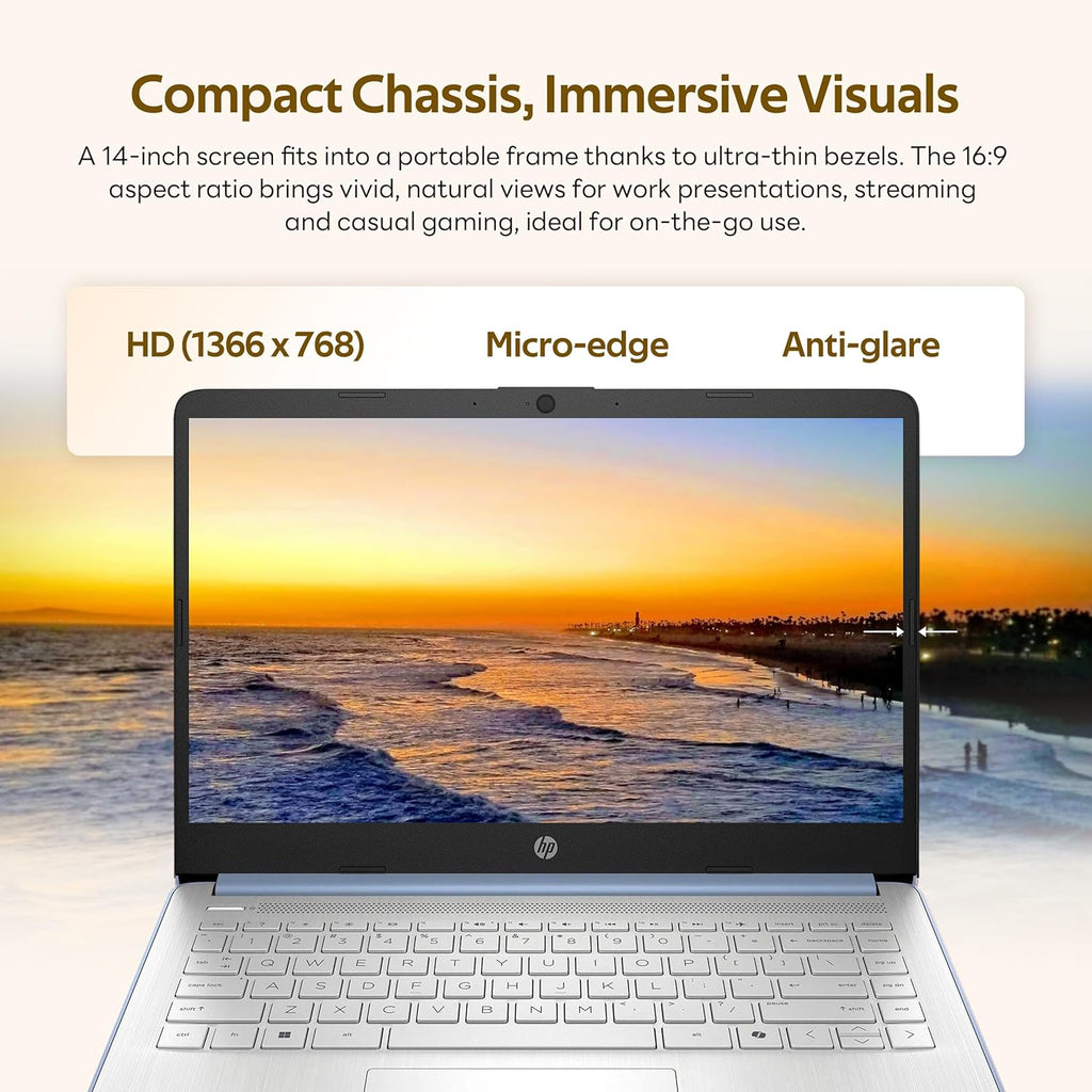 HP Flagship 14' Laptop with AI Copilot for Student, 13th Gen Intel 4-Core, 4GB DDR4, 256GB Storage(128GB UFS+128GB Docking Station), Intel Graphics, Webcam, 1 Year Office 365, WiFi 6, Win 11 S, Blue