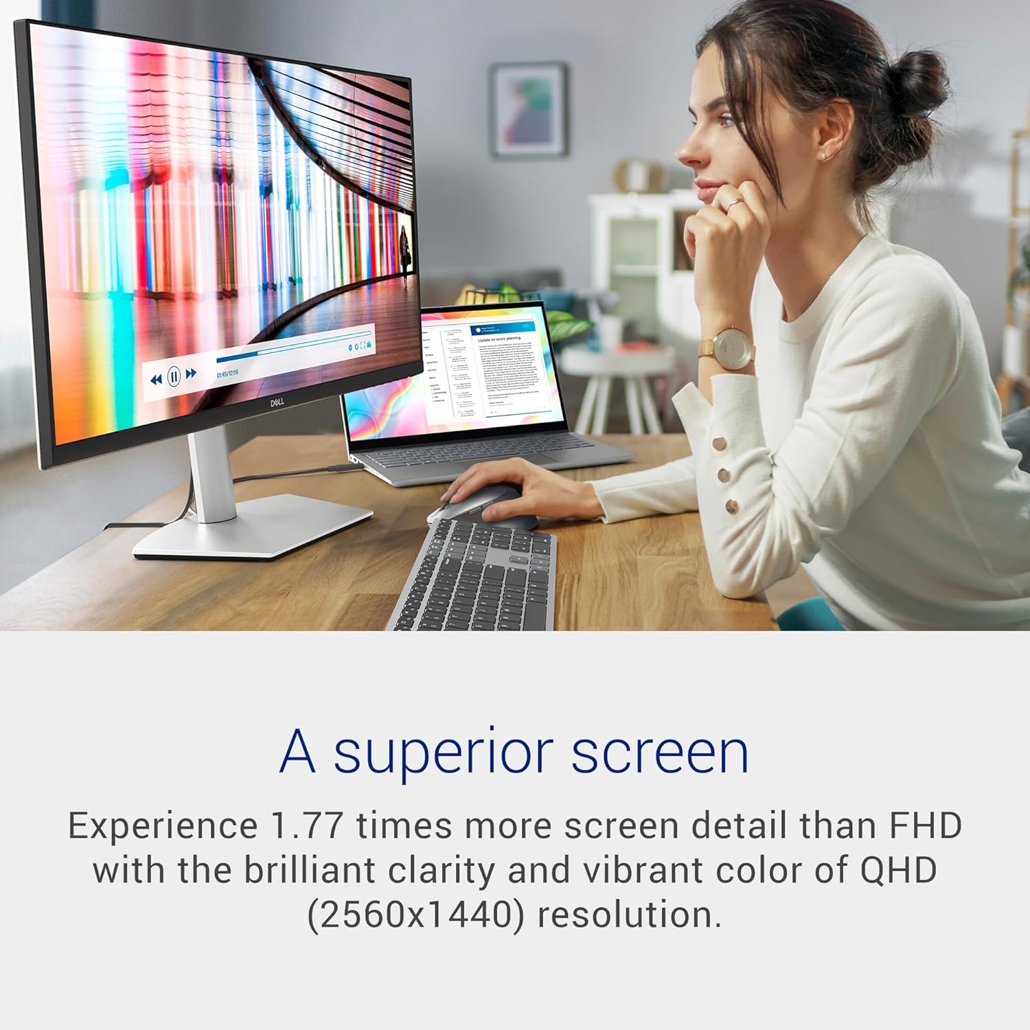 Dell S2722DC Monitor - 27-inch WQHD (2560x1440) 75Hz 4Ms Display, AMD FreeSync, Built in Speaker, USB Type-C/USB 3.2 Gen 1/HD (Renewed)