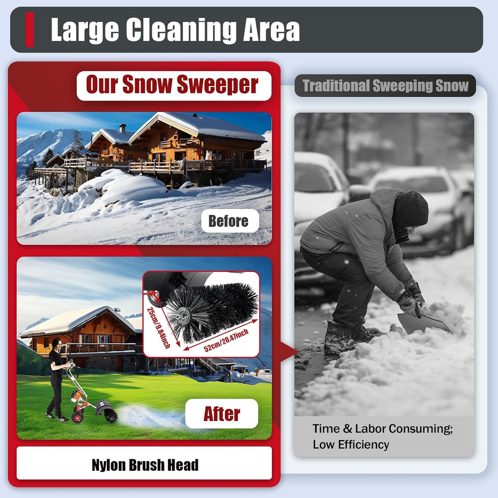 Gas Power Broom Sweeper,Artificial Grass Sweeper,Artificial Turf Vacuum,Powered Brush Sweeping Broom Walk-Behind Outdoor Hand Push Sweep Machine for Lawn Leaf Snow Grass Gravel Cleaning