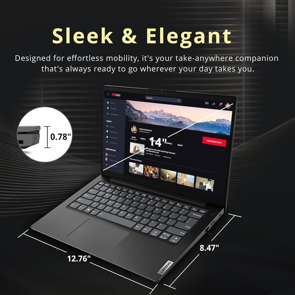 Lenovo V14 14' FHD Business Laptop, Intel i7-13620H, 40GB DDR4 RAM, 2TB Storage(1TB SSD+1TB Docking Station Set), ‎Intel UHD Graphics, Wi-Fi 6, 720p HD Camera, Win 11, Black