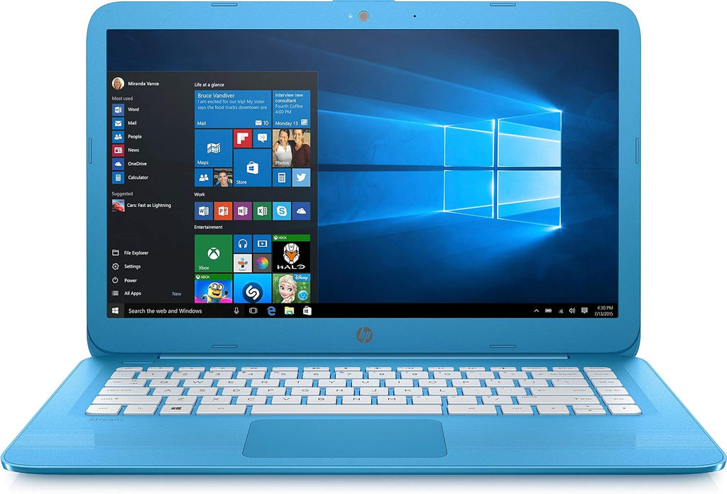 HP Stream 14-cb011wm, 14' HD Display, Intel N3060, 4GB RAM, 32GB SSD, Windows 10 Home S Mode, Blue