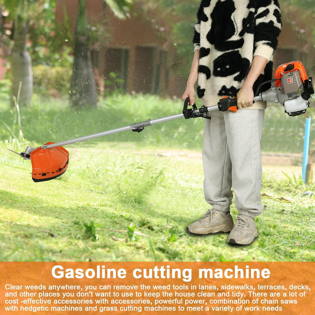 5 in 1 Gas & Petrol Hedge Trimmer - Cordless, 52CC Gas Brush Cutter Lawn Mower - 2-Stroke Full Functioning Grass Trimmer - New