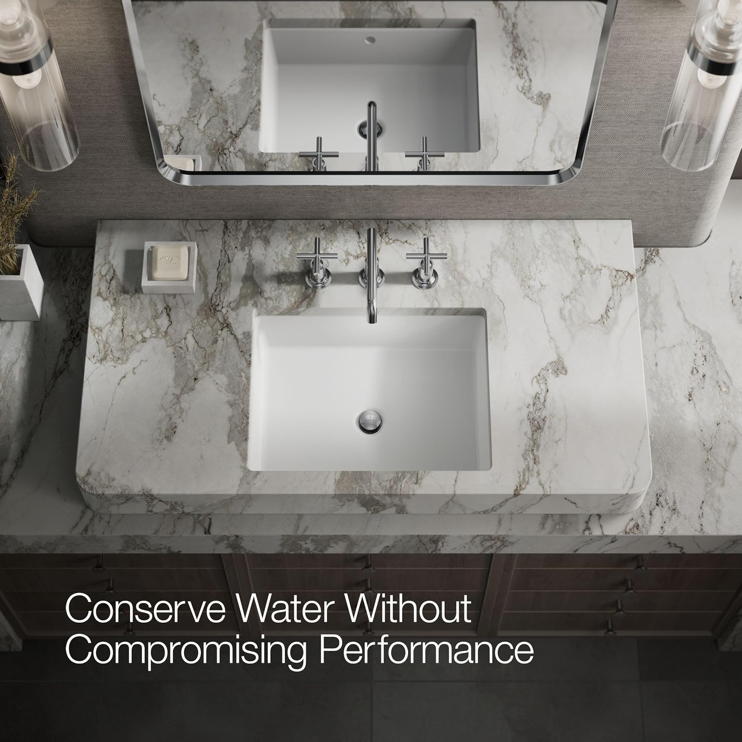 KOHLER k-14410-3-CP Purist® Widespread Bathroom Sink Faucet, 3-Hole Bathroom Faucets with Low Cross Handles and Low Spout, 1.2 GPM, Polished Chrome