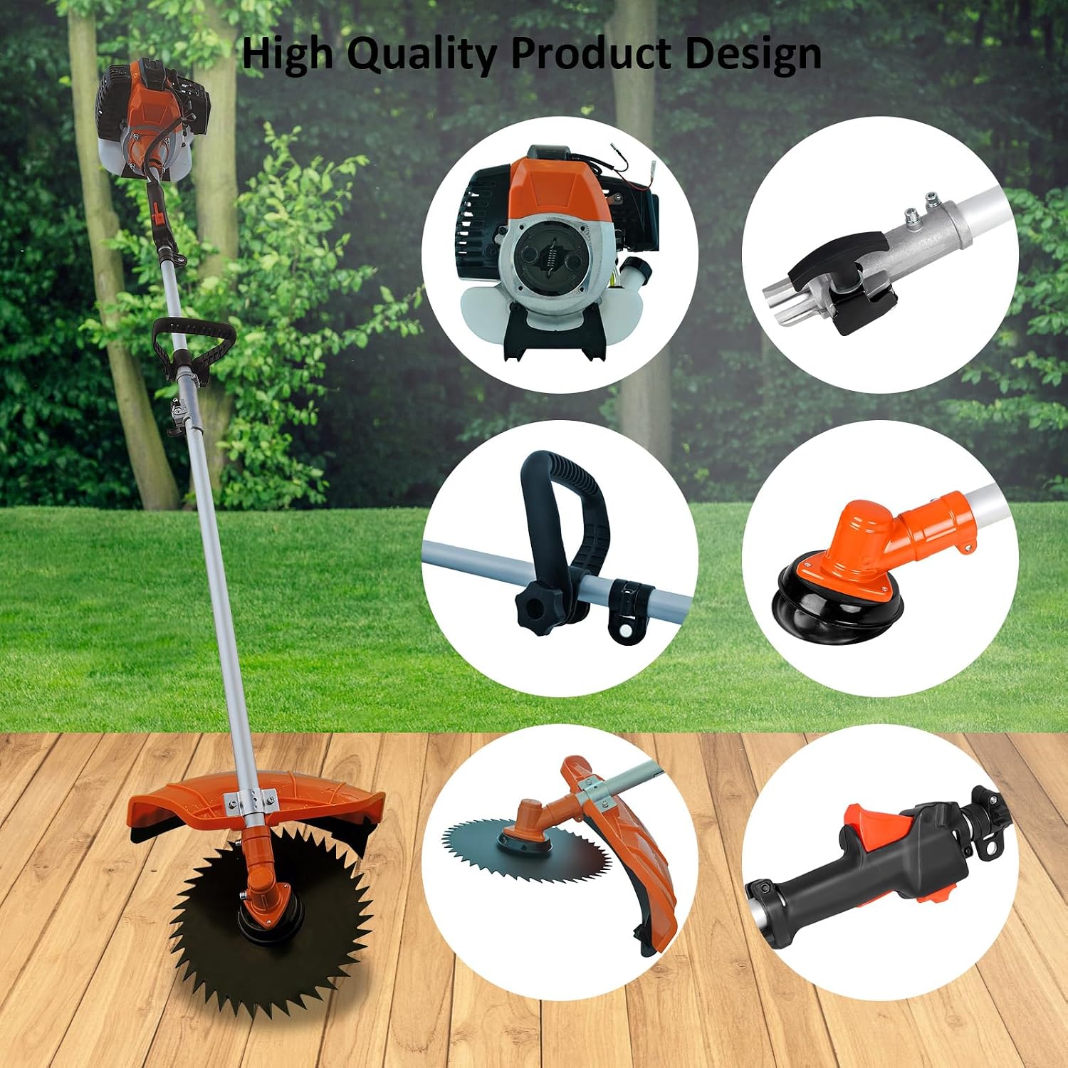 52cc Gas Weed Wacke, 6 in 1 Weed Eater 2-Stroke String Trimmer Brush Cutter Gas Grass Trimmer Lawn Mower Grass Cutter