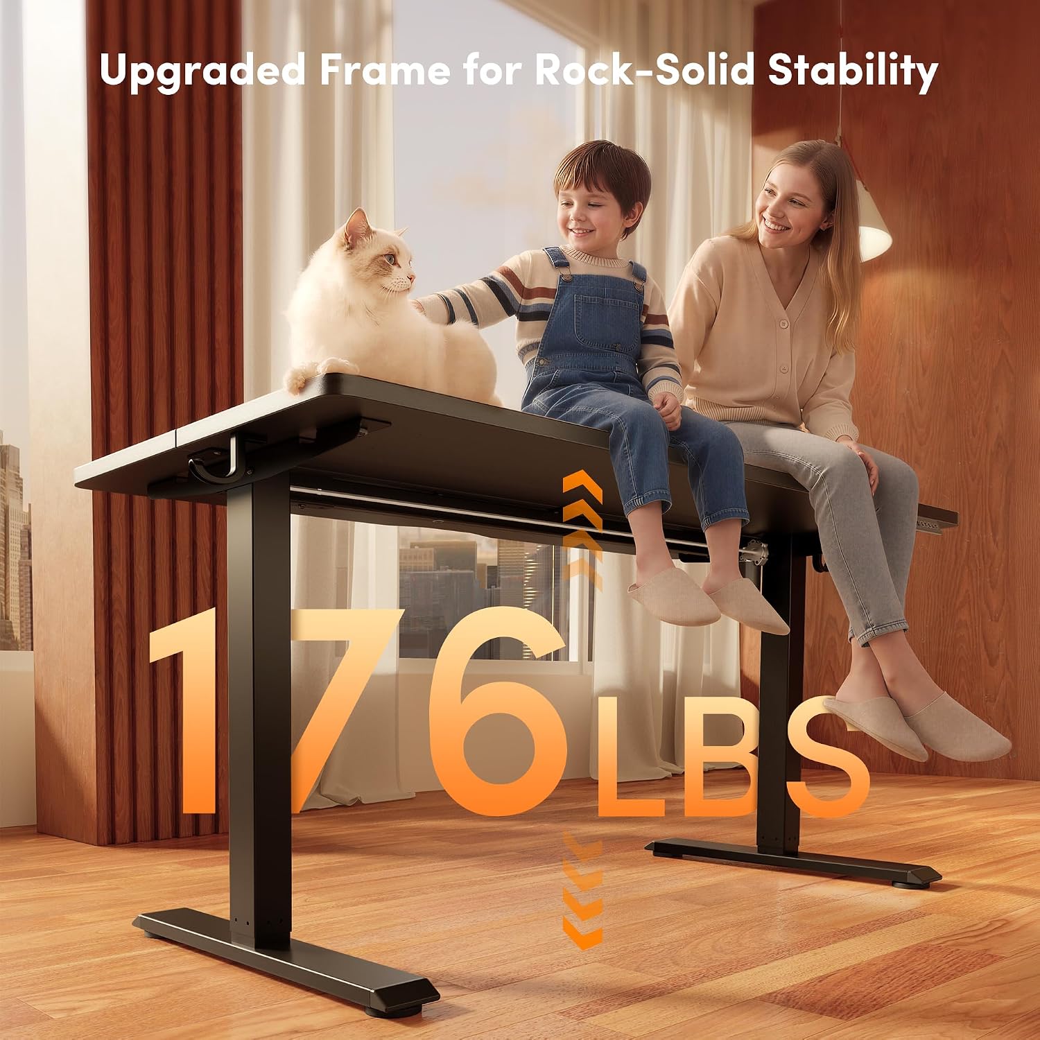 FEZIBO 40 x 24 Inchs Electric Standing Desk, Height Adjustable, Sit Stand Up, Computer Office Desk with Splice Board, Black Frame/Black Top