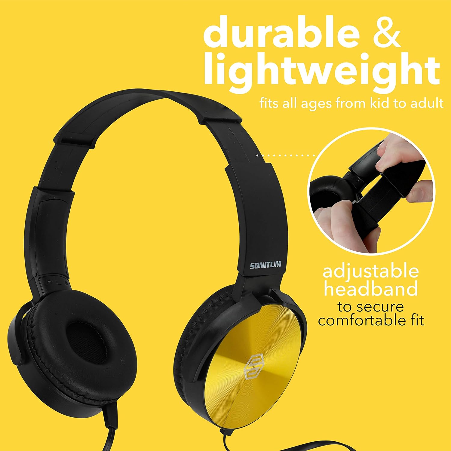 Sonitum Classroom Headphones-Bulk 25-Pack, Student On Ear Comfy Swivel Earphones for Library, School, Airplane, Kids-for Online Learning and Travel, HQ Stereo Sound 3.5mm Jack (Black Set)