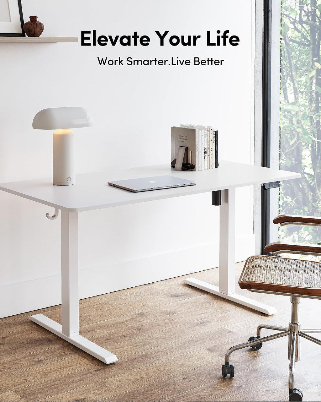 FEZIBO Electric Standing Desk Adjustable Height, 40 x 24 Inch Sit and Stand Desk, Home Office Desk, Ergonomic Workstation Computer Desk, White