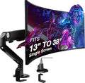 AVLT Single 13'-38' Monitor Arm Desk Mount fits One Flat/Curved/Ultrawide Screens Full Motion Height Swivel Tilt Rotation Adjustable - VESA/C-Clamp/Cable Management - Black