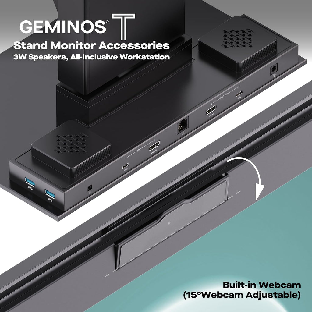 Mobile Pixels 2026 Geminos-T Dual 24' Stacked Computer Monitors with 1080P Webcam and Speakers, Vertical Desktop Monitor, Plug and Play, HDMI/USB-A/USB-C (Touchscreen)