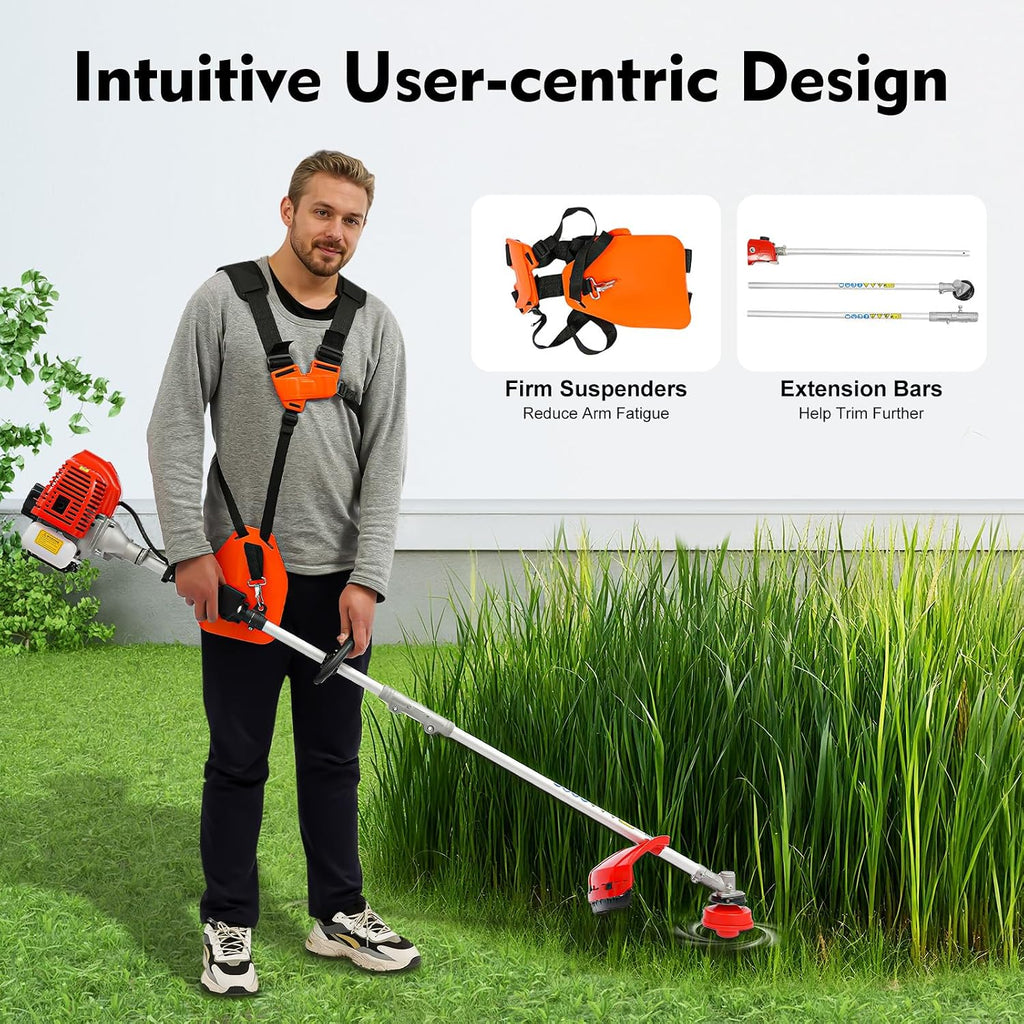 Gas Weed Eater,51.7CC 2-Strokes Cutter Grass Trimmer 4 in 1 Lawn Mower Pruner Tool Multi Garden Tools Brush Cutter, Gas Hedge Trimmer,Pole Saw with Extension Pole, for Lawn Garden Tree Trimming