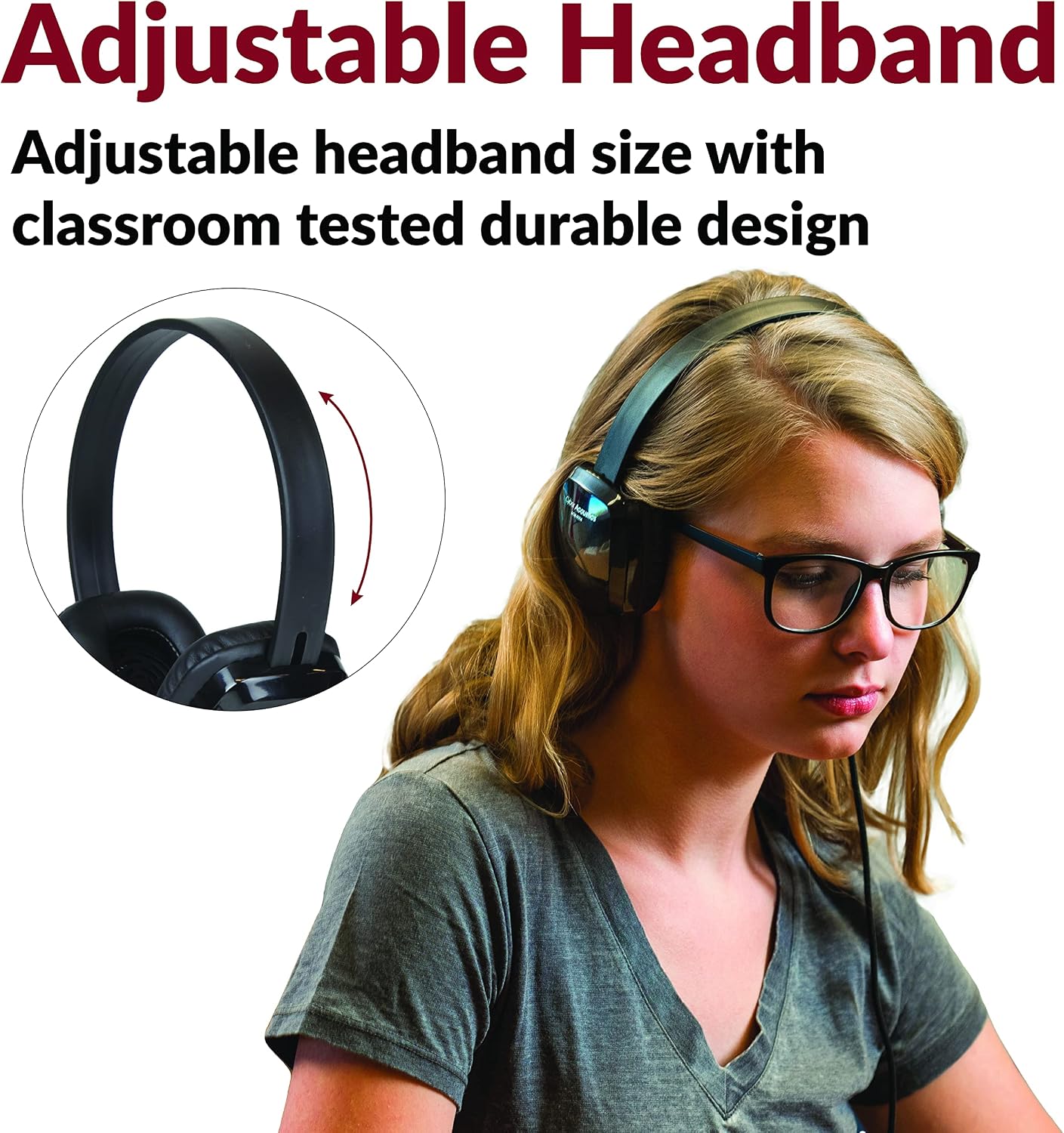 Cyber Acoustics USB Stereo Headphones (ACM-6005-5) for PCs and Other USB Devices in The Office, Classroom or Home - 5 Pack