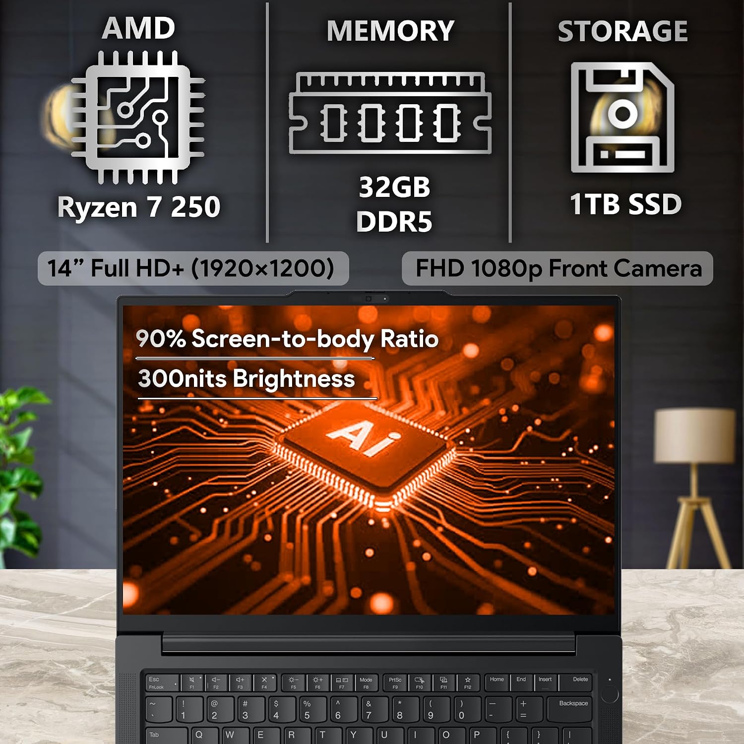 Lenovo ThinkPad E14 Gen 7 Business Laptop, 14' FHD+ Display, AMD Ryzen 7 250 (Beat i7-1255U), 32GB RAM, 1TB SSD, Backlit Keyboard, HDMI, RJ45, Wi-Fi 6E, Windows 11 Pro, Black